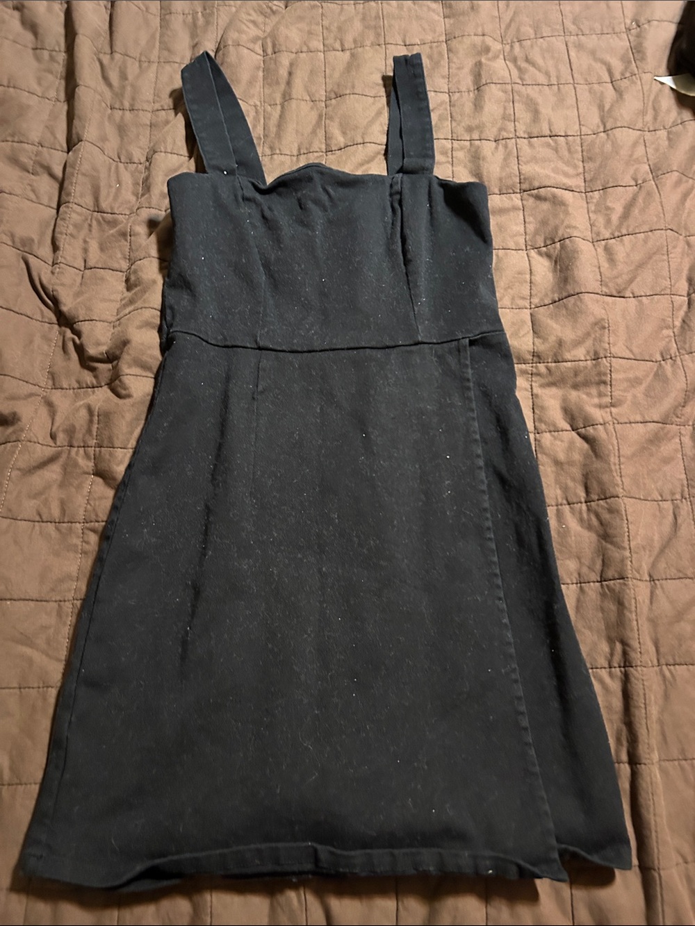 Copper Key Black Square-Neck Mini Dress with Wide Straps